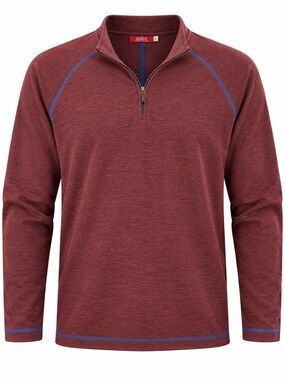 Agave Maroon Quarter Zip Cotton Blend Pullover Sweater Size Large